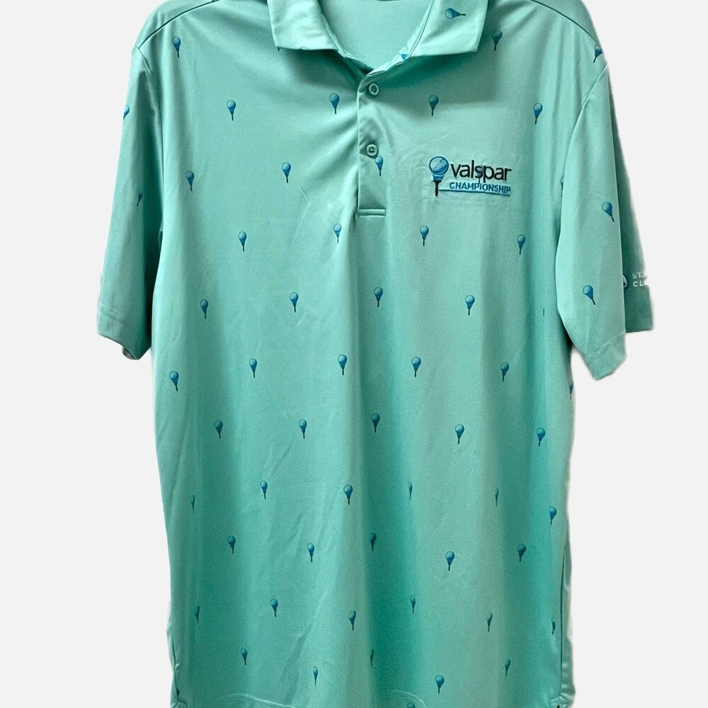LevelWear Valspar Championship Aqua Green Polo W/Golf Balls On Tees Size Large